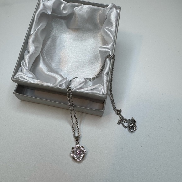 Simulated Pink Diamond 1.10 ctw Pendant in Platinum Over Sterling Silver - Picture 4 of 7